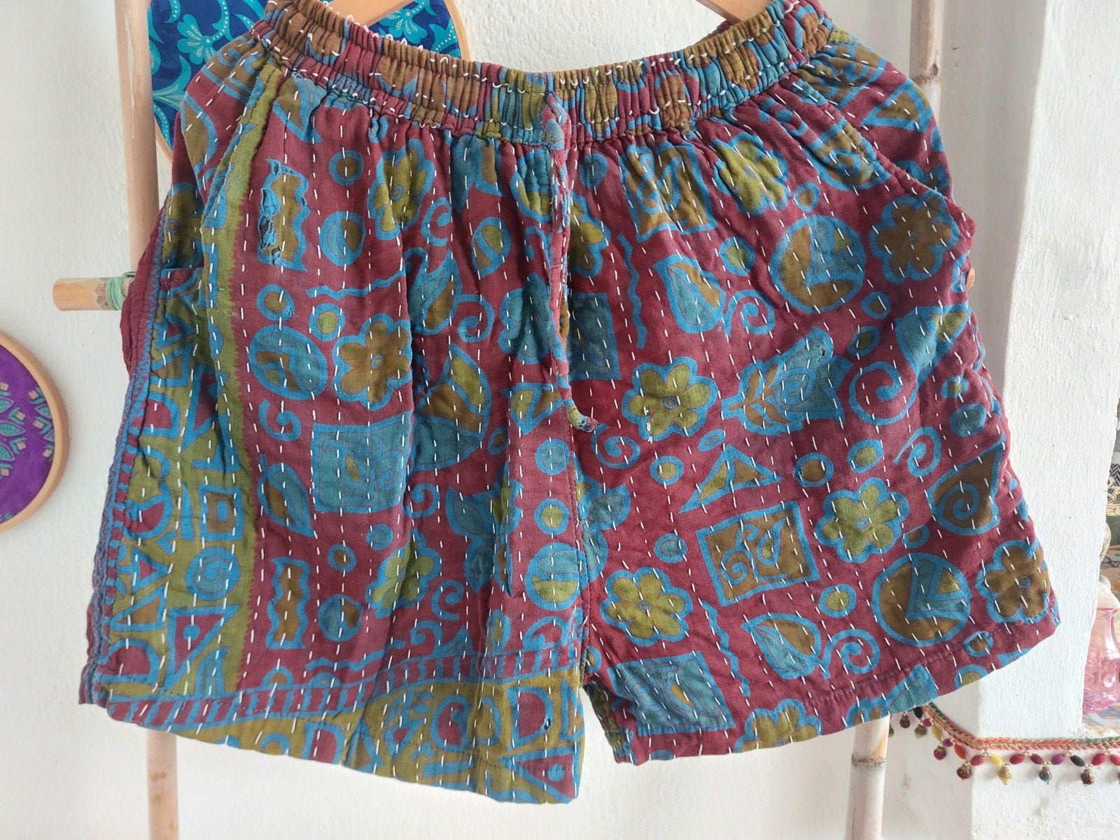 Kantha shorts, maat M/L, Kleding | Dames, India, Verzenden, Nieuw