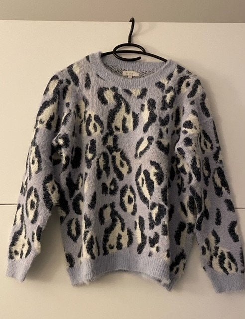 Lichtblauwe trui met dierenprint, Blauw, Ophalen of Verzenden, Gedragen, Maat 46/48 (XL) of groter