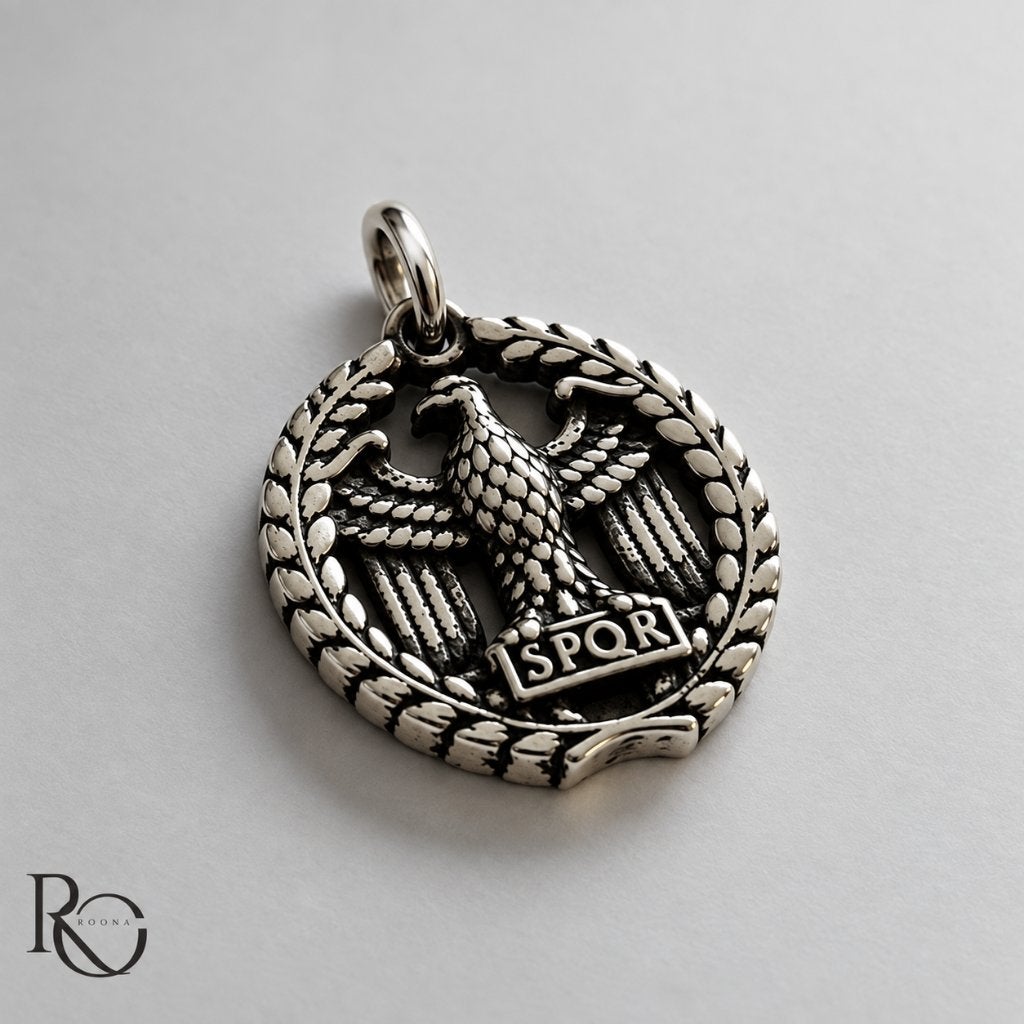 Zilveren SPQR Hanger Romeinse Adelaar Personaliseerbaar, Verzenden, Nieuw, Kruis of Symbool, Zilver