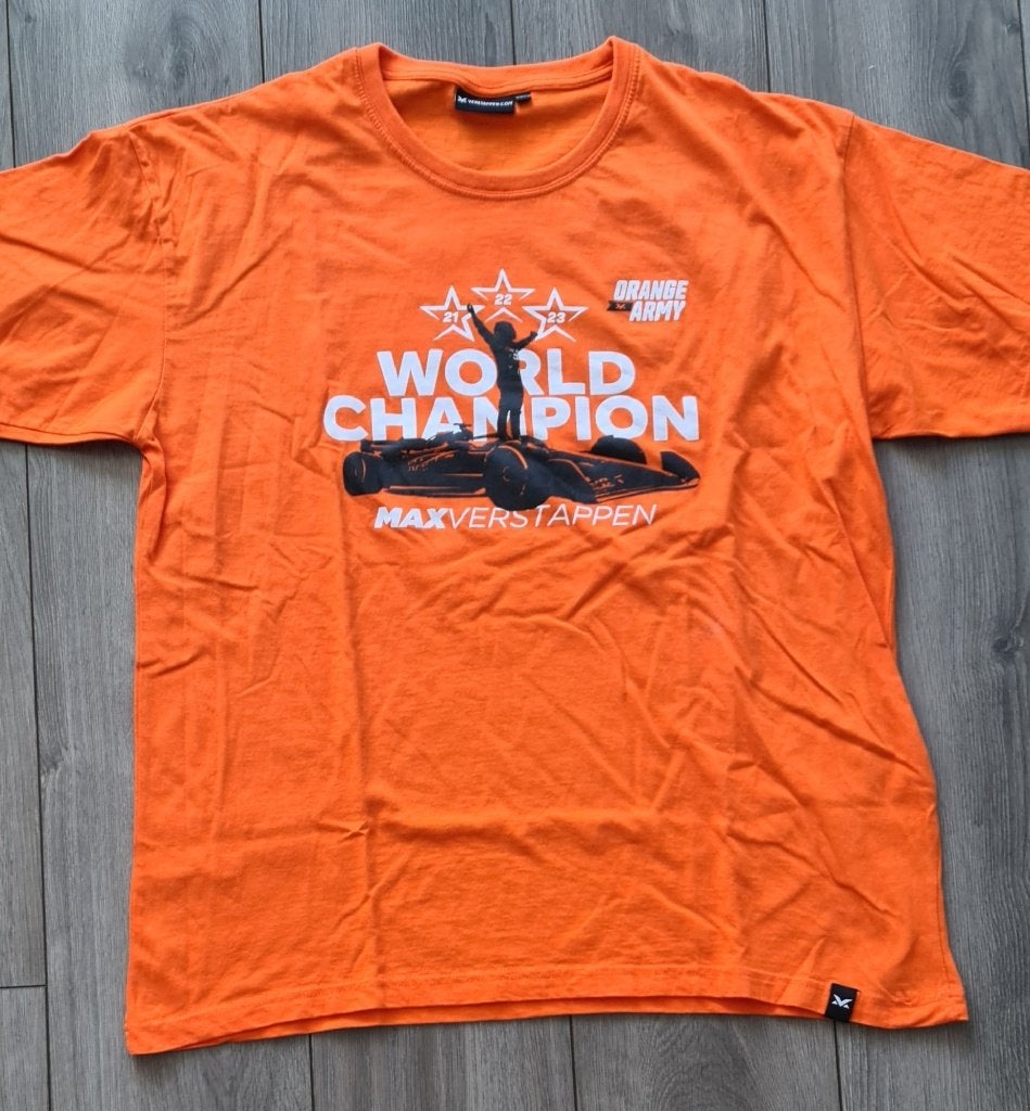 Max Verstappen World Champion T-shirt -, Oranje, Maat 56/58 (XL), Nieuw, Ophalen of Verzenden