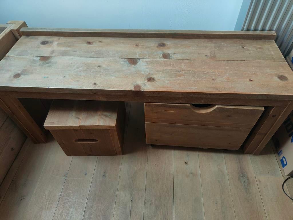 Kinder speelbureau met krukje en opbergbak op wieltjes, Ophalen, Gebruikt, Tafel(s) en Stoel(en)