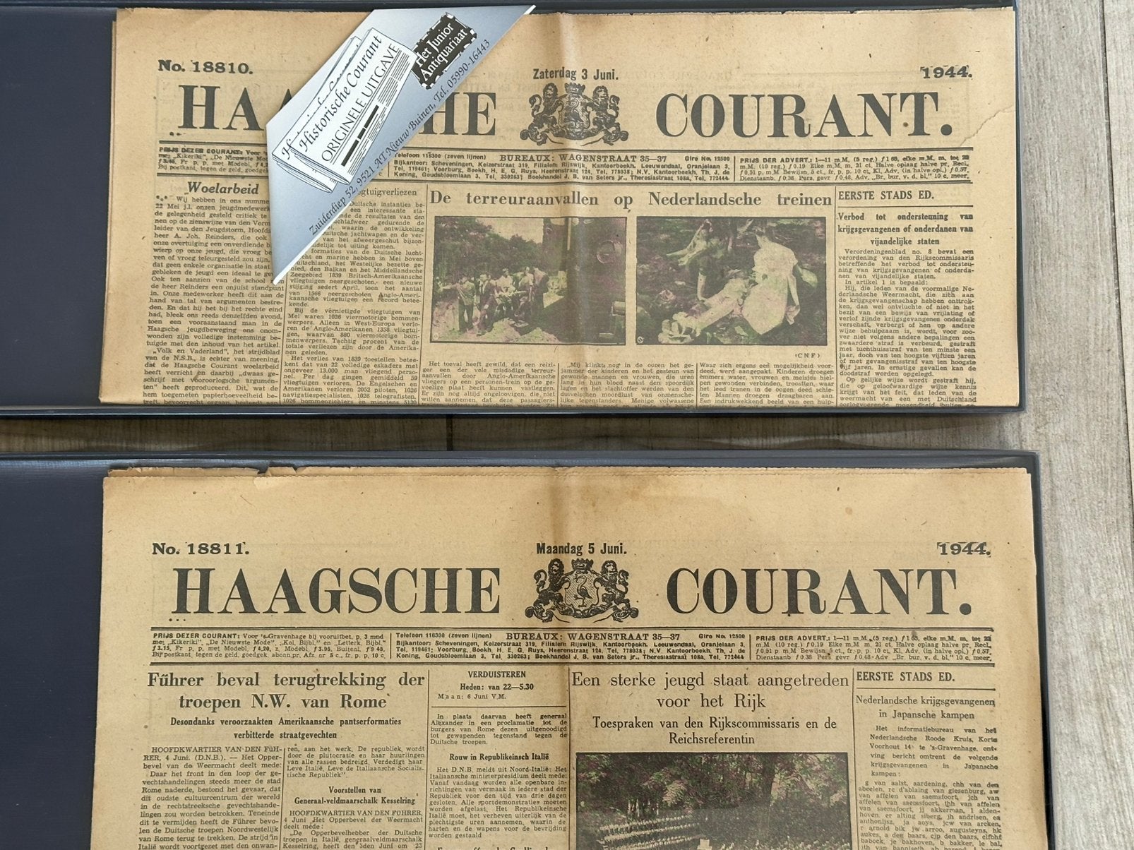 1944 oorlogs krant Haagsche kranten 1 koop, Ophalen of Verzenden, 1940 tot 1960, Krant