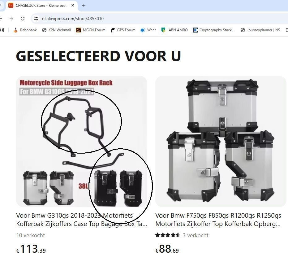 Motor zijkoffers set van 2, Motoren, Ophalen, Zo goed als nieuw