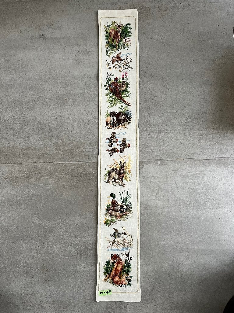 Prachtig geborduurd schellekoord "dieren in het wild", Huis en Inrichting, 14 cm, Wandkleed, Ophalen of Verzenden, Zo goed als nieuw