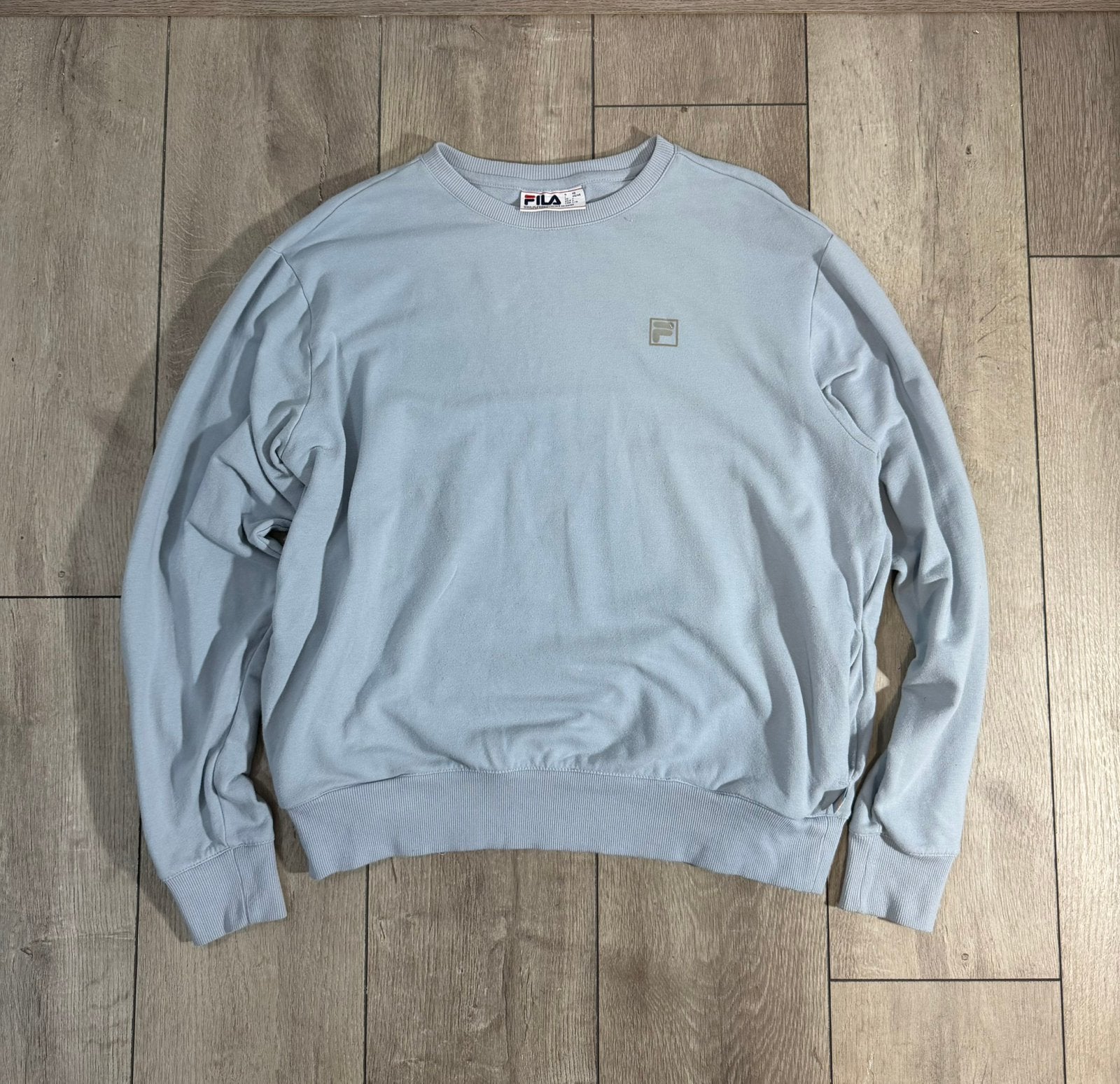 FILA Sweater Lichtblauw Logo – L, Ophalen of Verzenden, Zo goed als nieuw, Maat 48/50 (M), Blauw