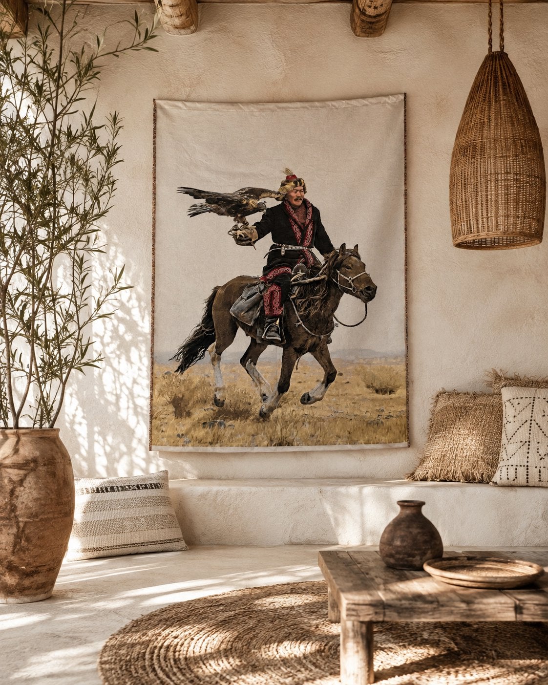 Gobelin “Eaglehunter on horse” (zonder lijst) MondiArt, Antiek en Kunst, Ophalen of Verzenden