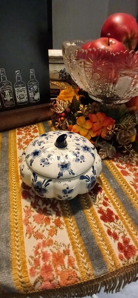 Delfts Blauw Schaaltje met Deksel - Bloemmotief, Ophalen of Verzenden, Gebruikt