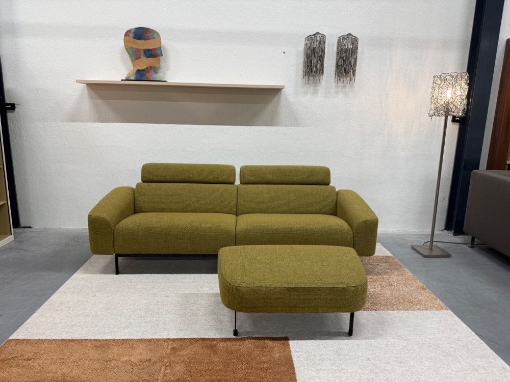 Nieuw Harvink Custom 3,5 zits Bank geel stof voetenbank poef, Harvink, Info@harvink.nl, 75 tot 100 cm, Ophalen of Verzenden