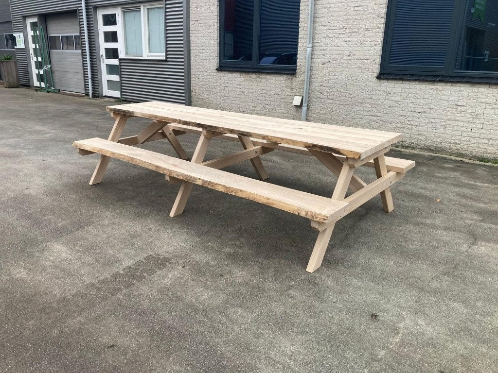 Beuken Boomstam Picknicktafel - Demo model, Ophalen, Zo goed als nieuw, Rechthoekig, Hout
