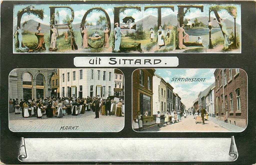 388-302-001 Sittard Groeten uit, Verzamelen, Ansichtkaarten | Nederland, Verzenden, Voor 1920, Limburg