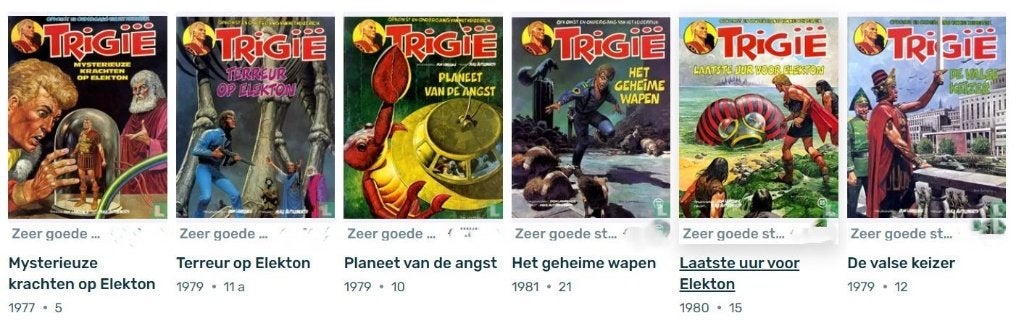 stripboeken 6x Trigië 1977-1981, Eén stripboek, Ophalen of Verzenden, Gelezen