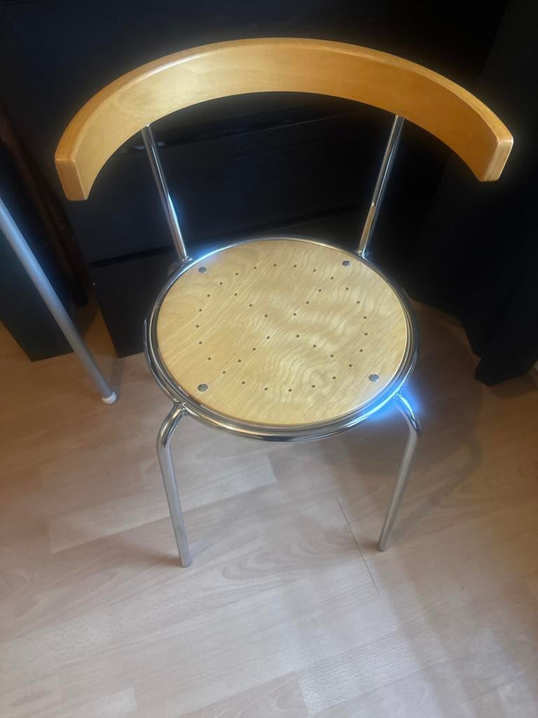 Vintage IKEA Korpo stoel - Hout en Chroom, Huis en Inrichting, Ophalen, Gebruikt, Bruin, Eén