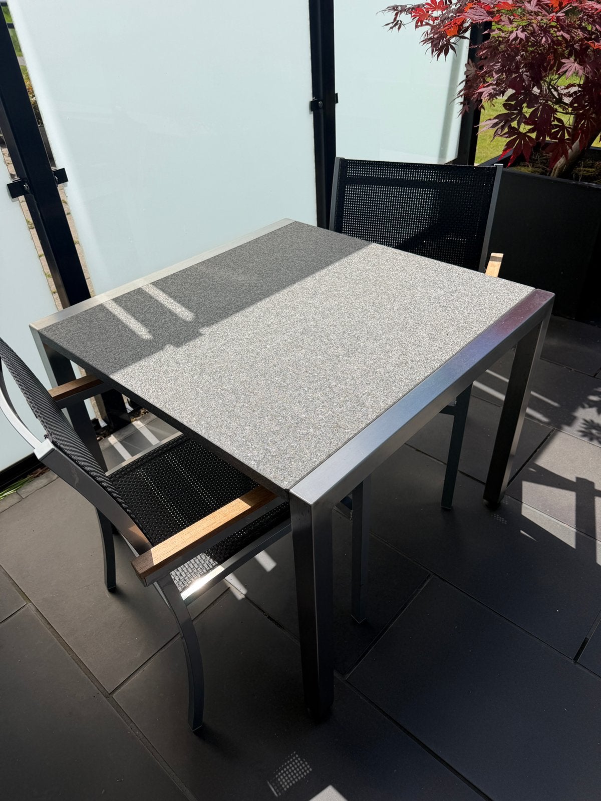 Tuintafel RVS/Graniet, Ophalen, Zo goed als nieuw, Vierkant, Metaal