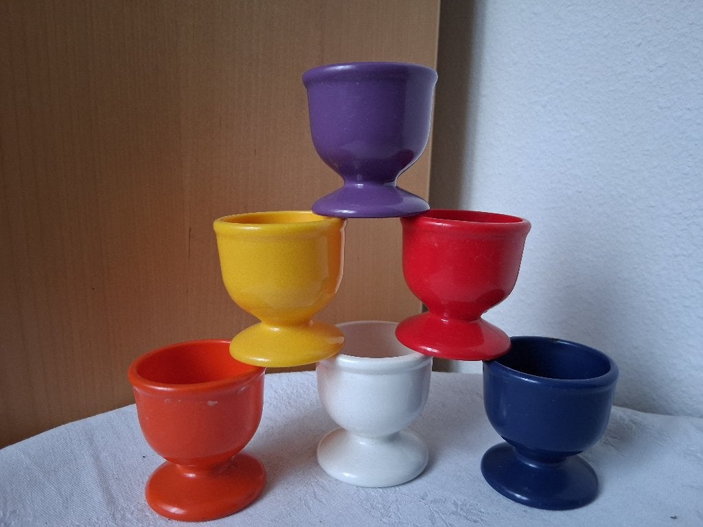 Vintage EMSA eierdopjes 6 stuks *eureka*, Ophalen of Verzenden, Huis en Inrichting