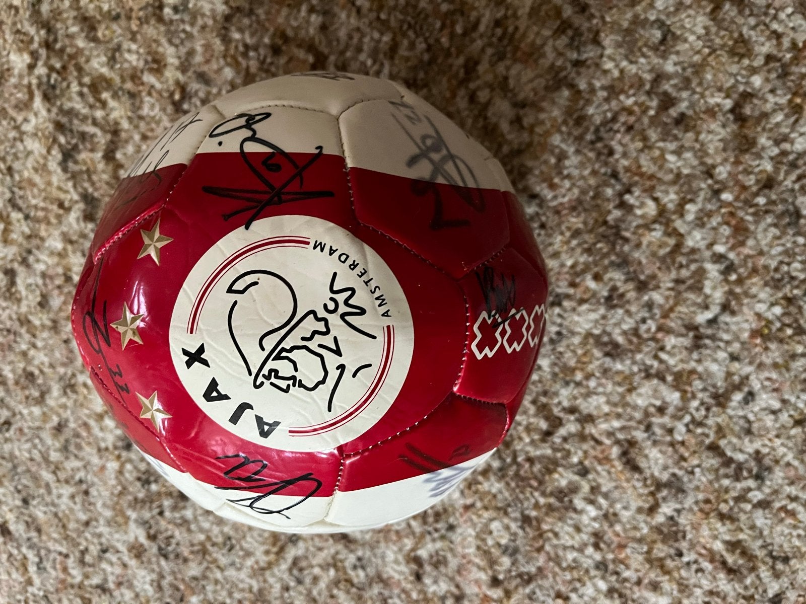 Ajax bal met handtekeningen team 2012/2013, Sport en Fitness, Voetbal, Ophalen of Verzenden, Gebruikt, Bal