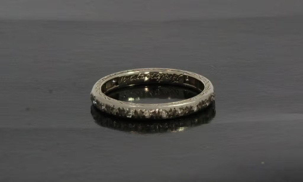 22 diamanten antieke platina ring dame briljant alliance rij, Ophalen of Verzenden, Zilver, Ring, Met edelsteen