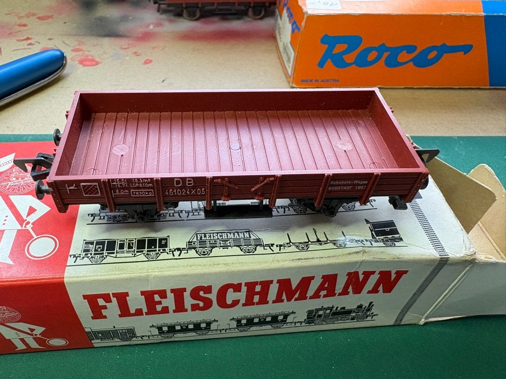 Fleischmann platte bakwagen IMG7923/4/5, Gebruikt, Gelijkstroom, Fleischmann, Wagon