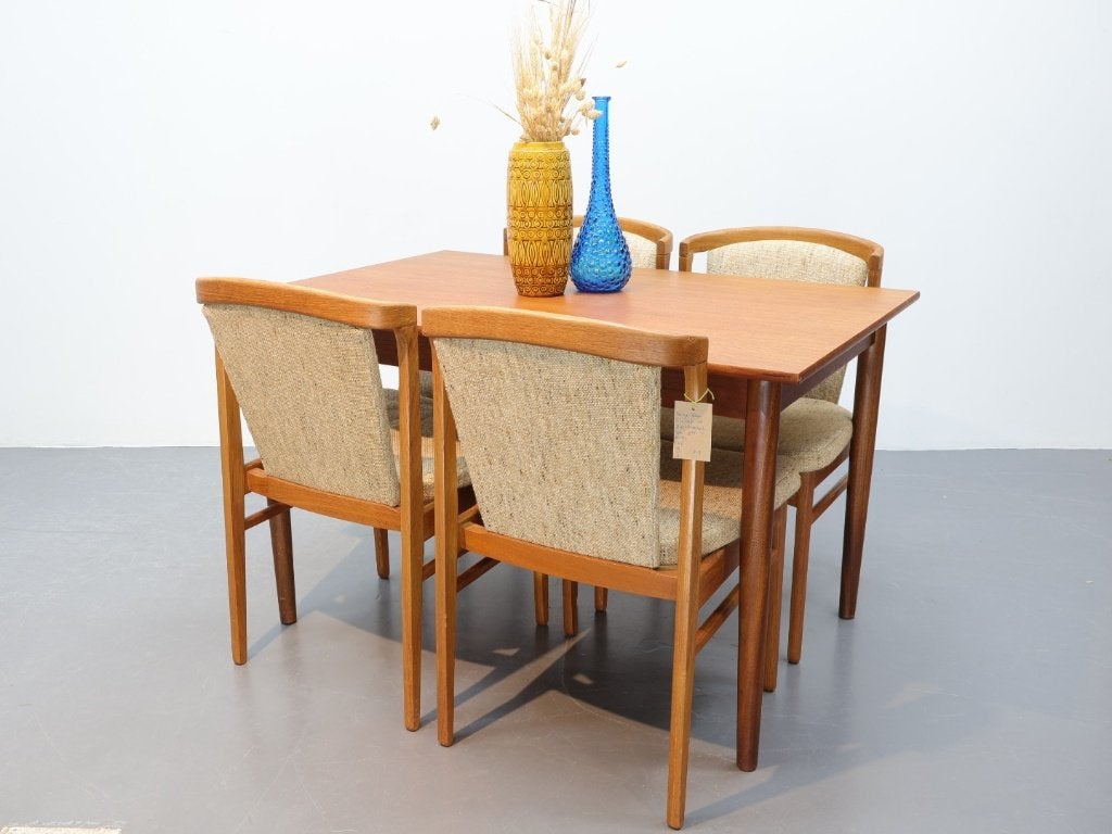 Vintage eettafel / Topform / teak / verlengbaar, Ophalen, Gebruikt, Teakhout, 50 tot 100 cm