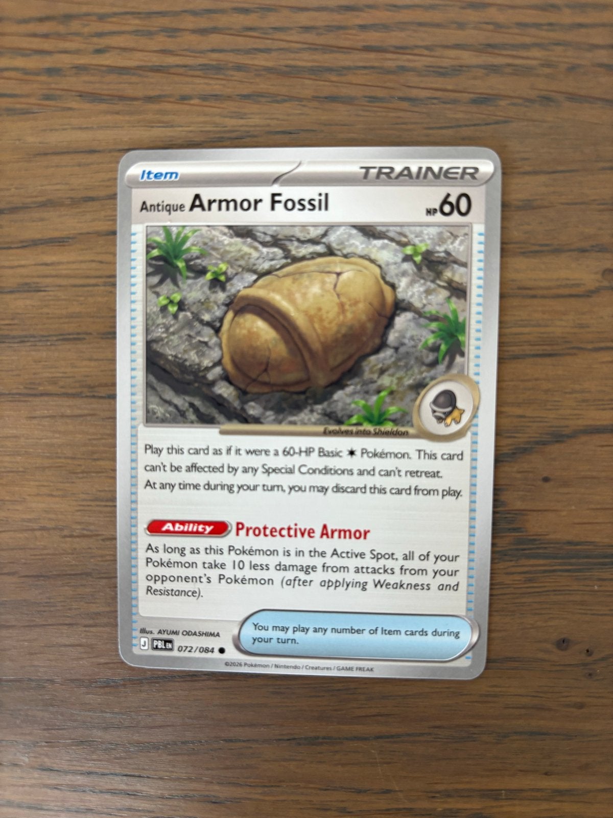 Pokémon TCG: Antique Armor Fossil Trainer Kaart, Ophalen of Verzenden, Nieuw, Losse kaart