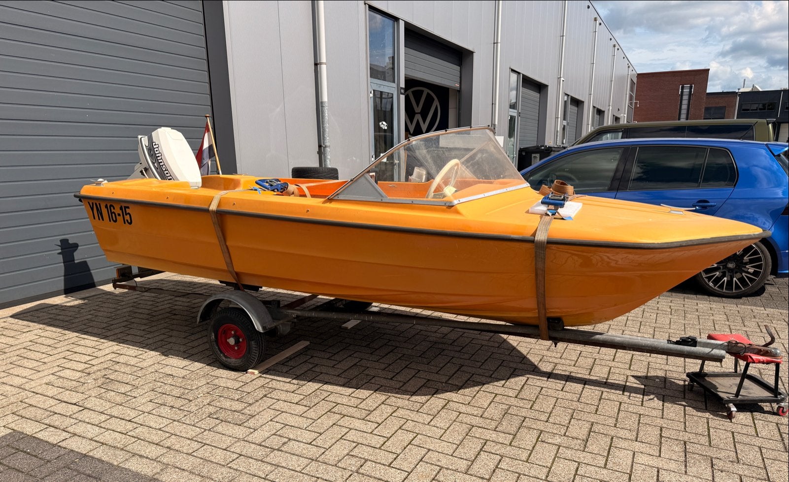 Skibsplast speedboot incl buitenboordmotor en trailer, Ophalen, Overige merken, Gebruikt, 4 m