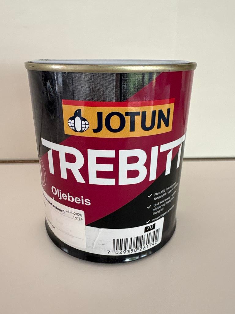 Jotun Trebitt Oljebeis - sandgrå 0,75L, Nieuw, Beits, Ophalen of Verzenden, Grijs