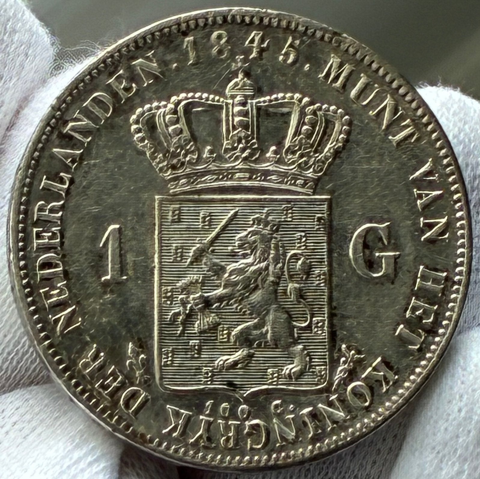 1 gulden 1845 Willem II, XF+ (Schulman 522a), Postzegels en Munten, Munten | Nederland, Ophalen of Verzenden, Koning Willem II