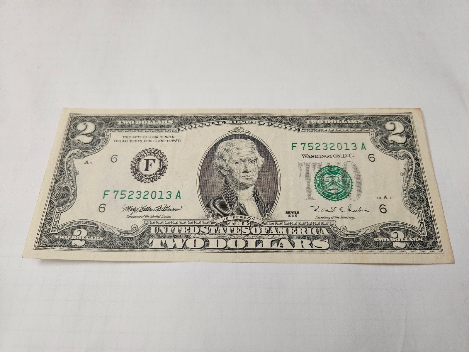 2 dollars USA 1995 jaar goede conditie, Ophalen of Verzenden, Noord-Amerika, Los biljet