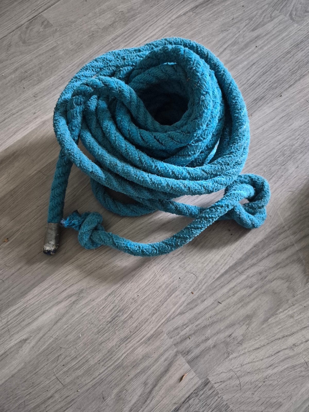 Stevige blauwe sleepkabel, Ophalen