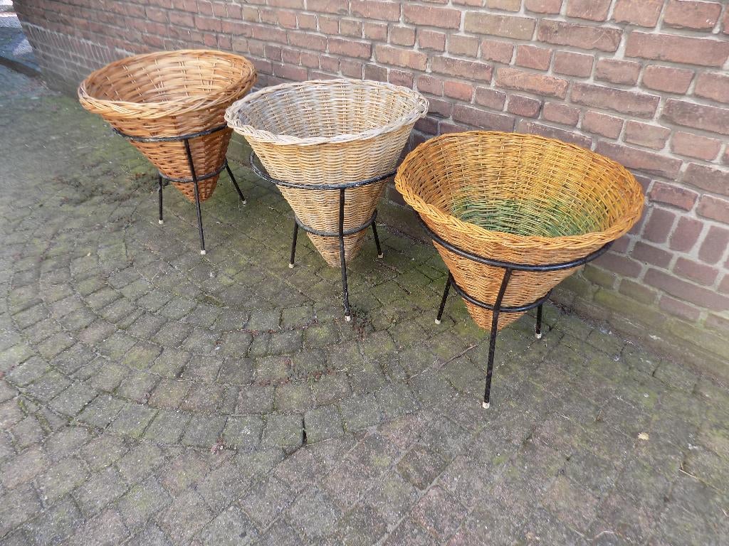 Vintage rotan puntmand opbergmand Rohe gebr Jonkers retro, Ophalen of Verzenden, Gebruikt