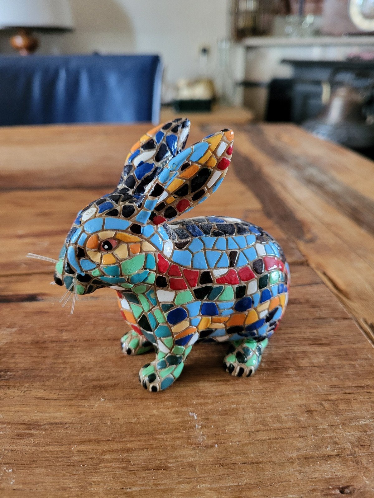 Uniek mozaïek konijn - kleurrijk decoratief beeldje, Meerkleurig, Overige stijlen, Ophalen of Verzenden, Zo goed als nieuw