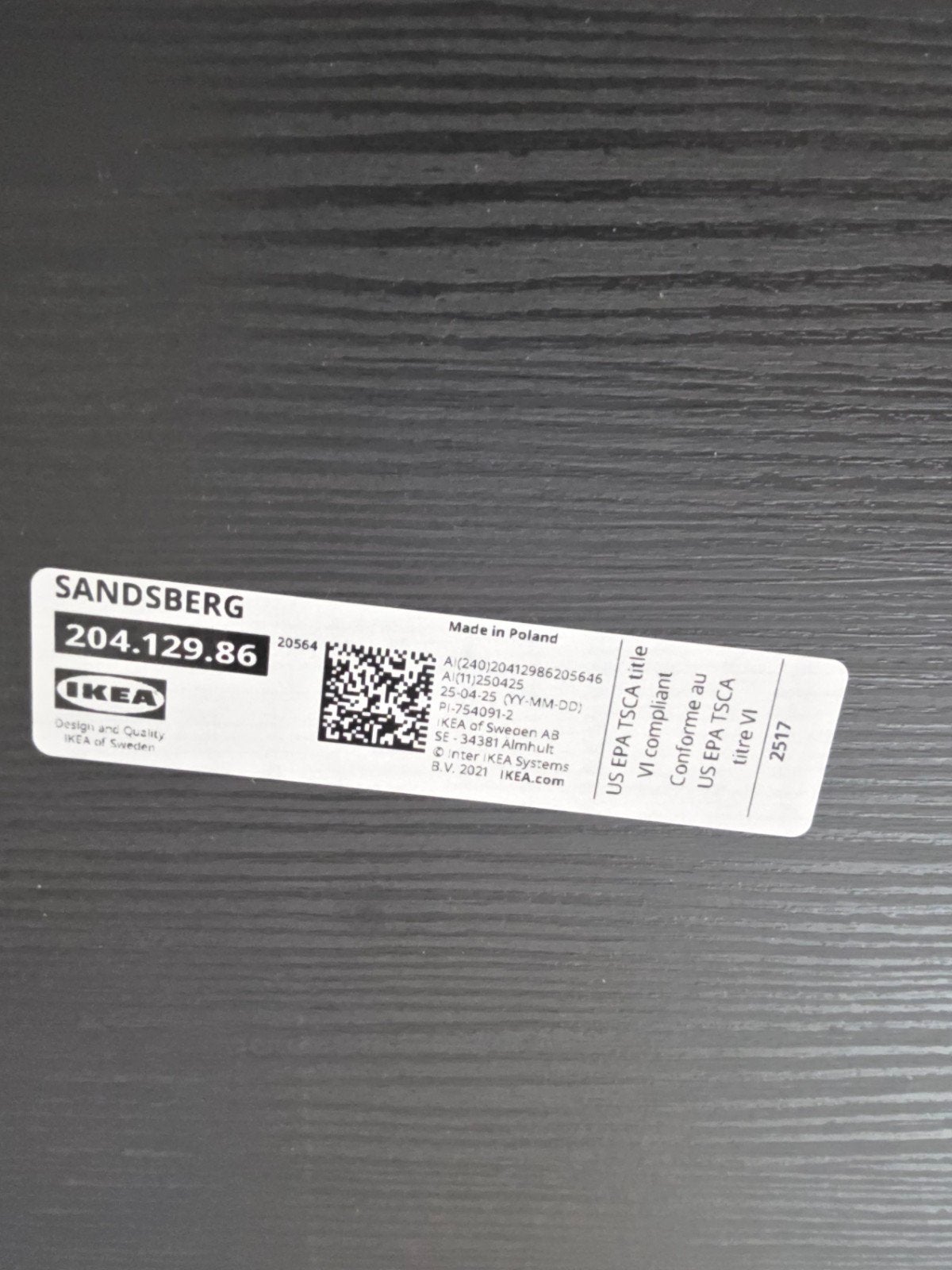 IKEA SANDSBERG Tafel - Zwart, zo goed als nieuw, Huis en Inrichting, Ophalen, Vierkant, Tot twee personen, Minder dan 50 cm