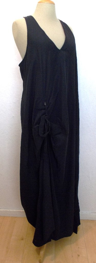 Mooie zwarte katoen/viscose maxi jurk van Ischiko! M, Kleding | Dames, Maat 38/40 (M), Zo goed als nieuw, Onder de knie, Meerkleurig