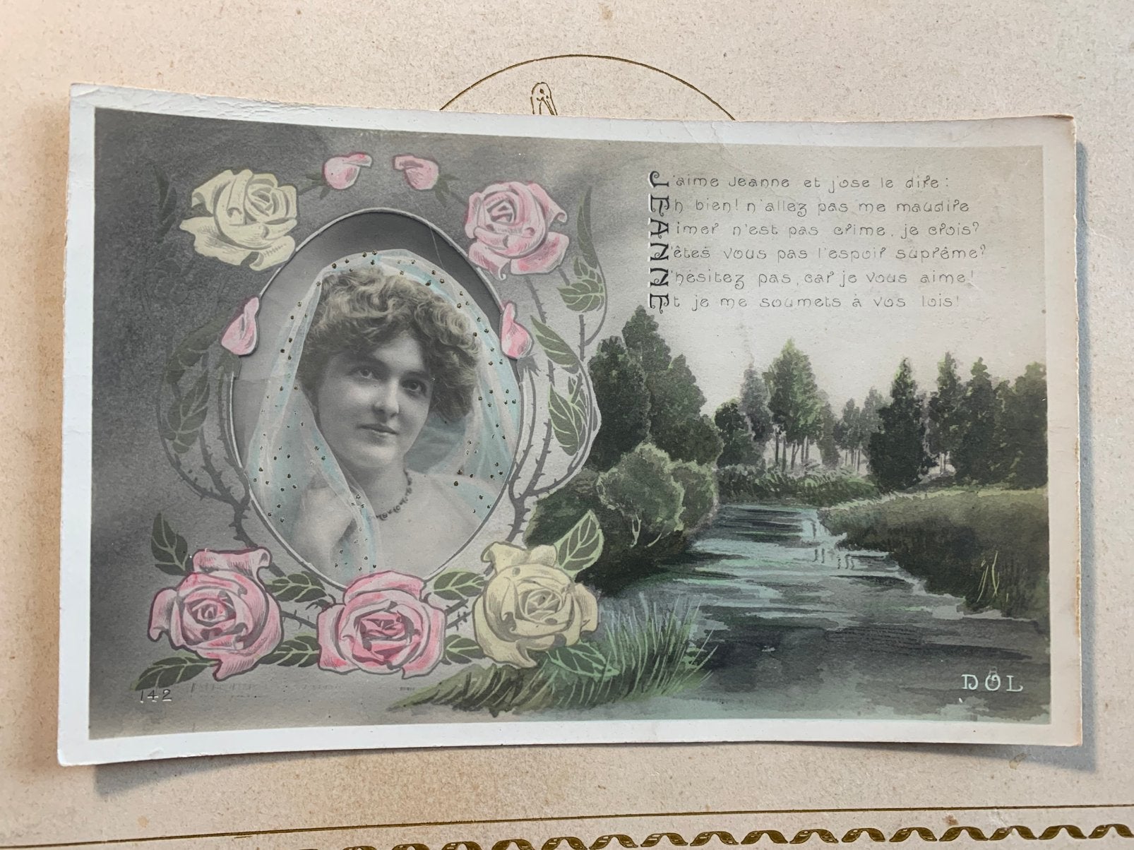 1908 Kaart met voornaam - Jeanne (KM), Ophalen of Verzenden, Voor 1920, Gelopen, Overige thema's
