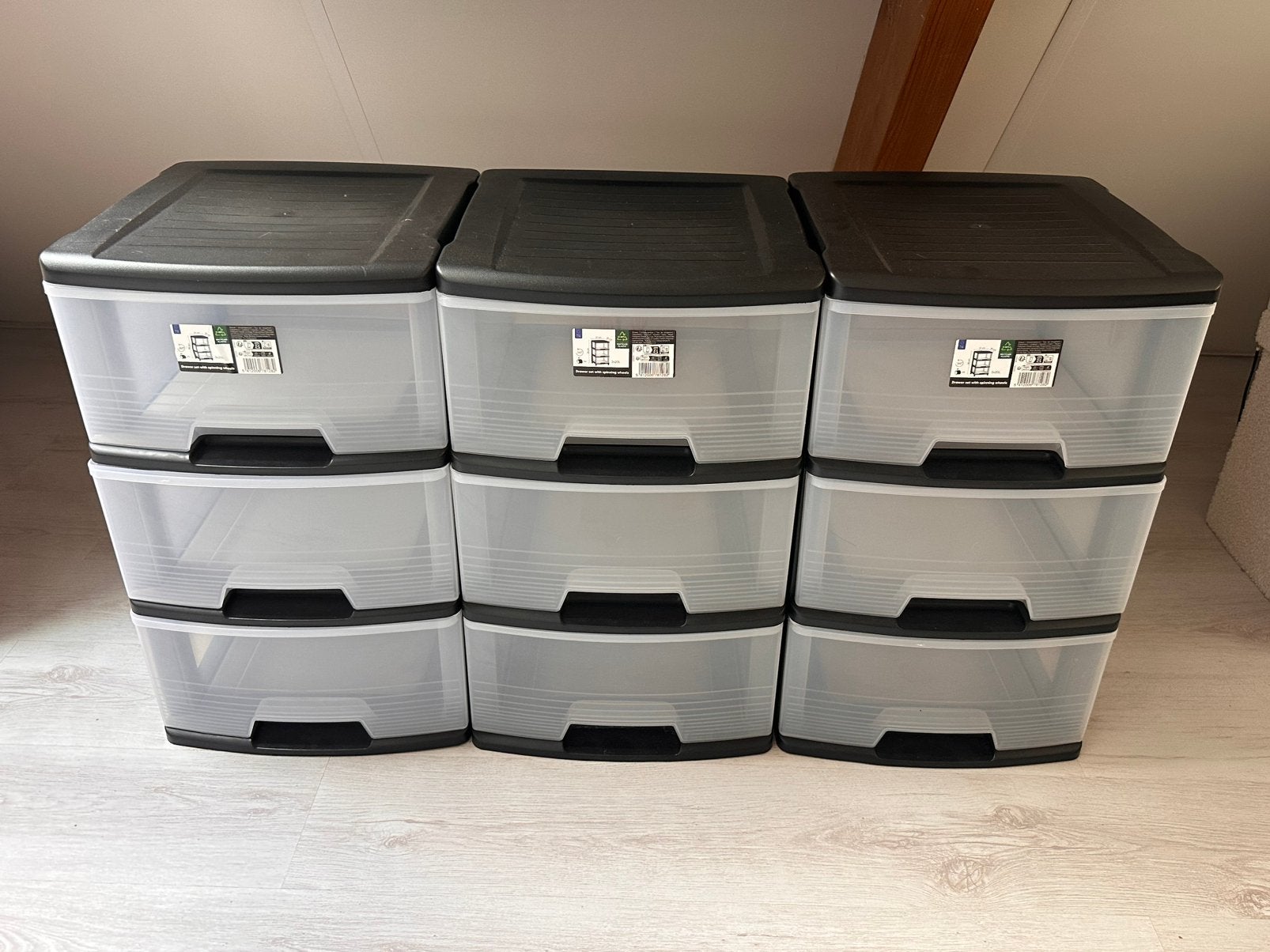 Zwart/transparante ladekastjes action, Huis en Inrichting, Ophalen, 3 of 4 laden, Minder dan 100 cm, 25 tot 50 cm