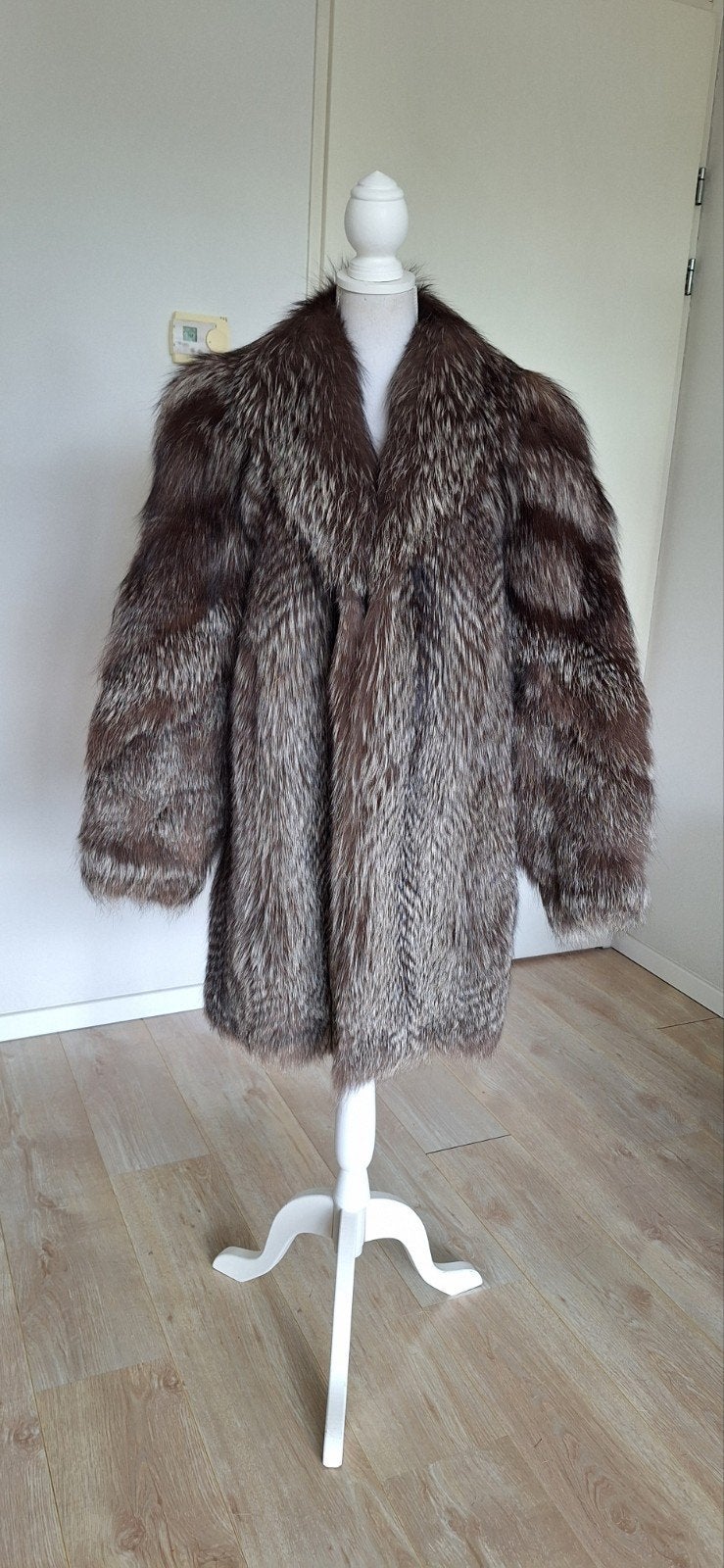 Bontjas Zilvervos Maat L, Kleding | Dames, Ophalen of Verzenden, Gedragen, Maat 42/44 (L), Overige kleuren