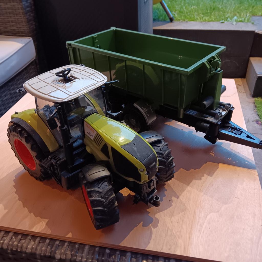 Bruder Claas tractor met container kar, Ophalen of Verzenden, Gebruikt