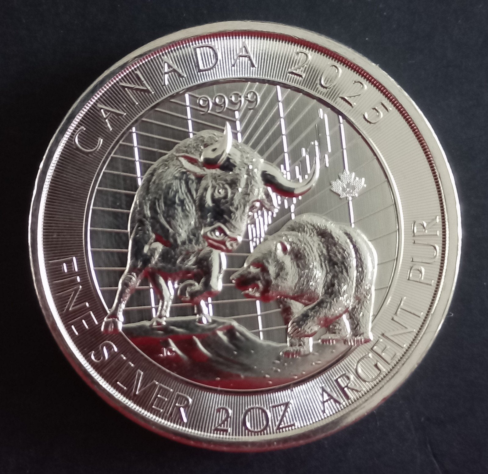 Canada 2023 2 oz 999 zilver - Bull and Bear, Postzegels en Munten, Edelmetalen en Baren, Ophalen of Verzenden, Zilver