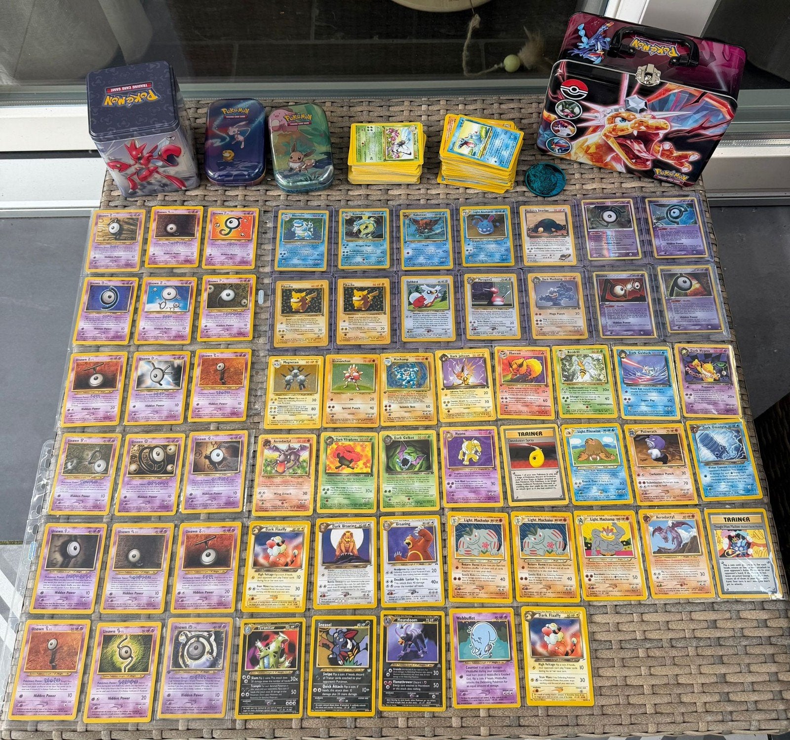 Pokemon kaarten (met veel base/neo), Hobby en Vrije tijd, Ophalen of Verzenden, Zo goed als nieuw, Meerdere kaarten