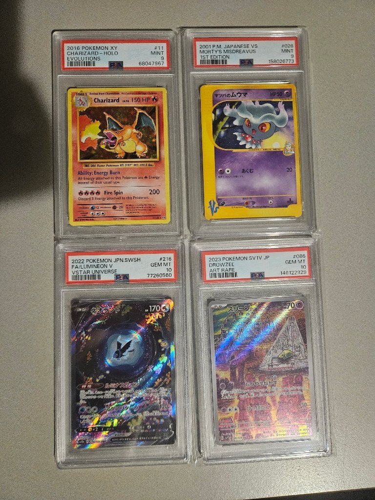 Charizard, Morty's Misdreavus, Drowzee, Lumineon V, Ophalen of Verzenden, Zo goed als nieuw, Meerdere kaarten, Foil