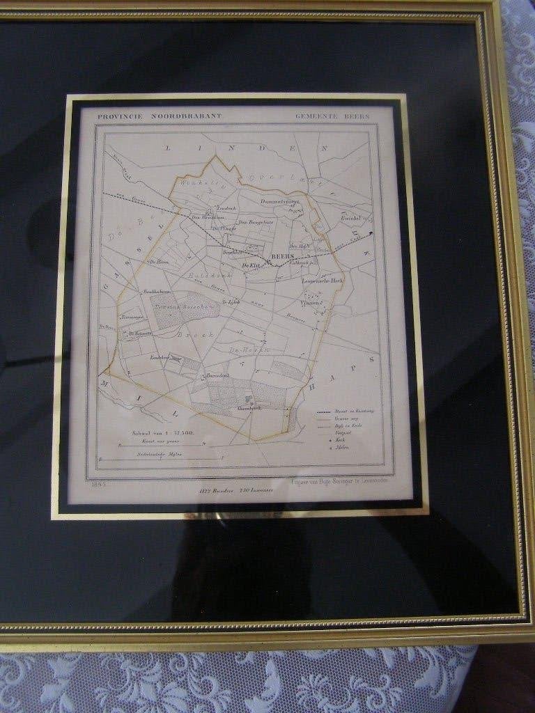 landkaartje uit 1865 gemeente Beers(nu land van Cuyk) ingel., Boeken, Atlassen en Landkaarten, J. Kuyper, Ophalen of Verzenden