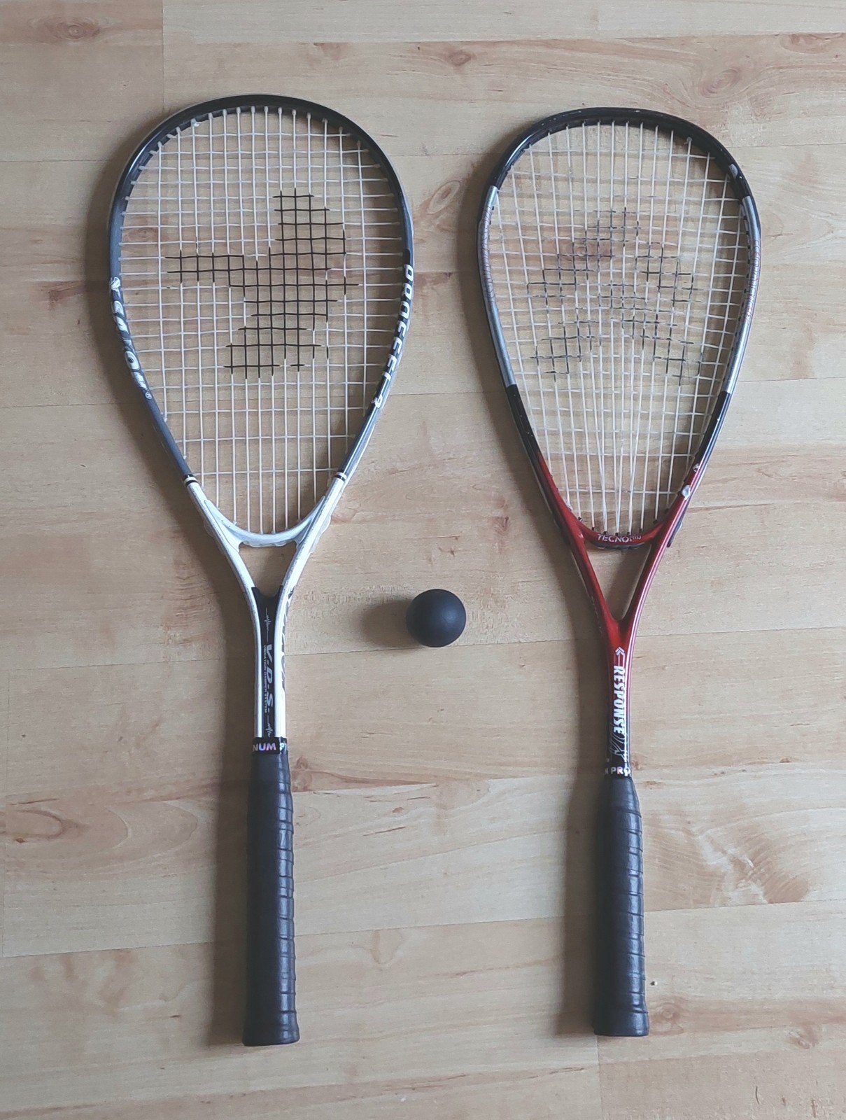 Squash rackets met bal, Tecno en Saxon, Ophalen of Verzenden, Gebruikt, Racket