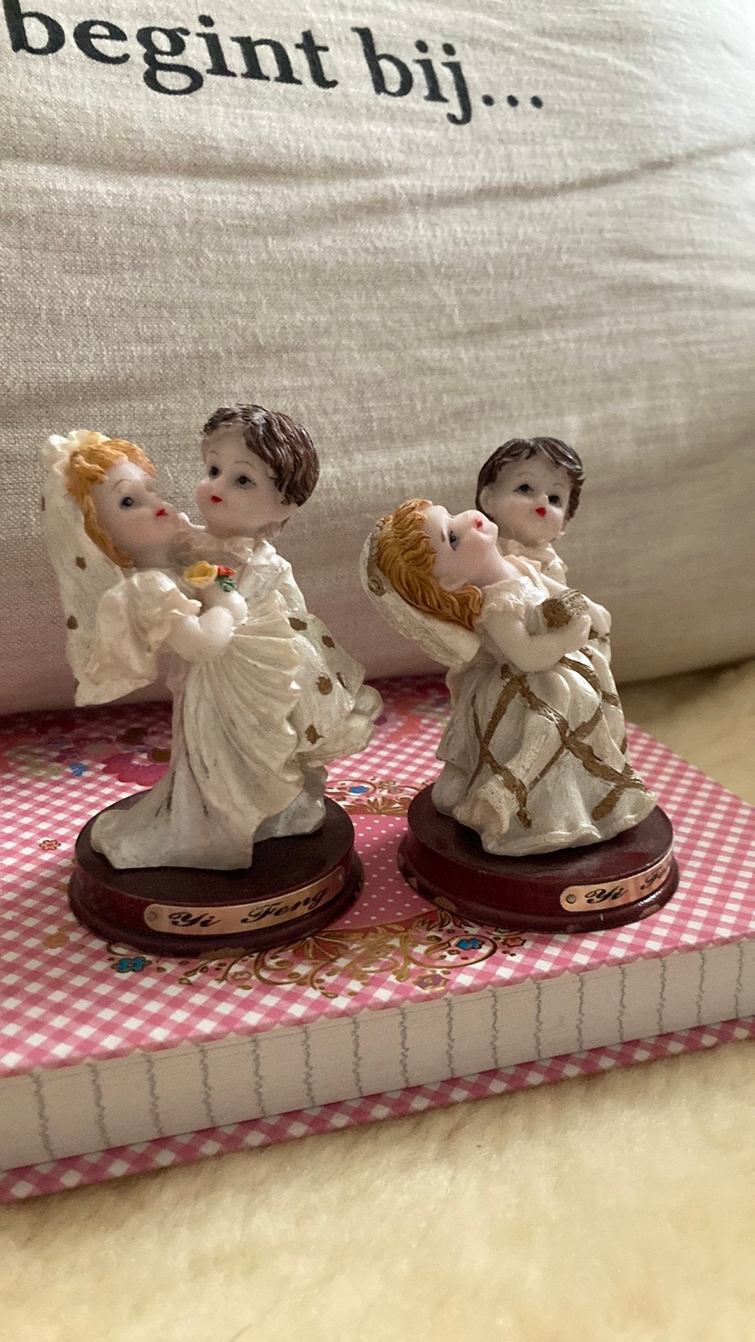 Vintage beeldjes bruidspaar taarttopper, Ophalen, Gebruikt, Dier