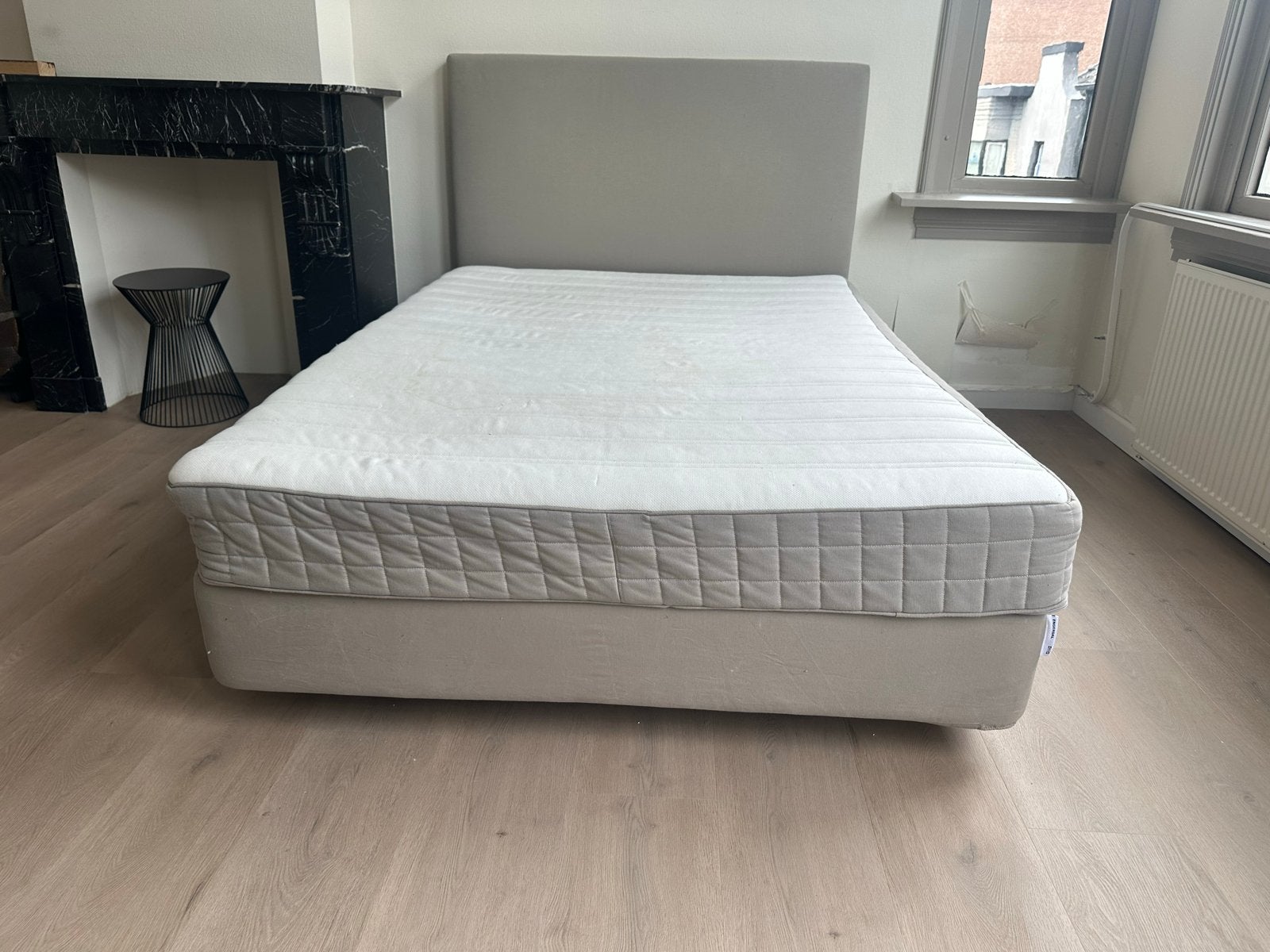 Ikea bed 140x200 met hoofdbord en matras, Ophalen, Gebruikt, Tweepersoons, 140 cm