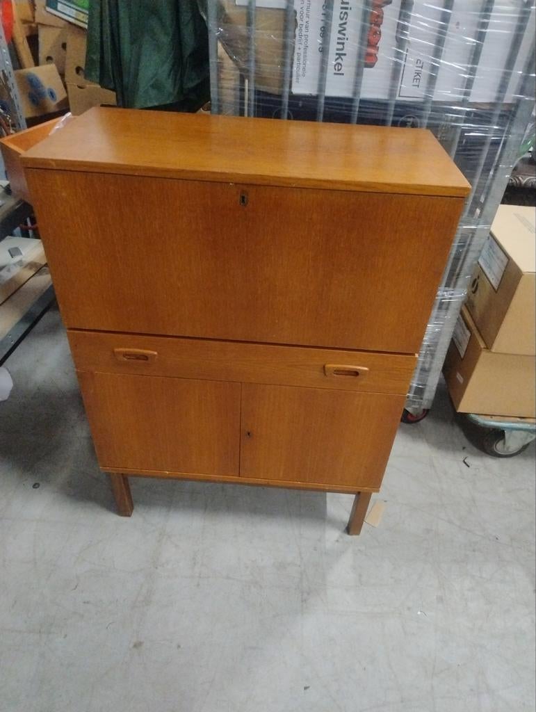 Vintage secretaire kast Deens design 60er jaren, Ophalen, Gebruikt