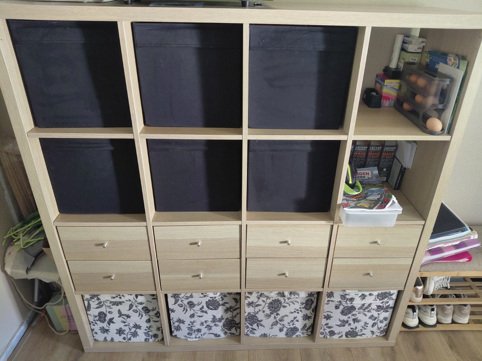 IKEA Kallax Kast met 16 vakken, inclusief lades en manden, Ophalen, Gebruikt