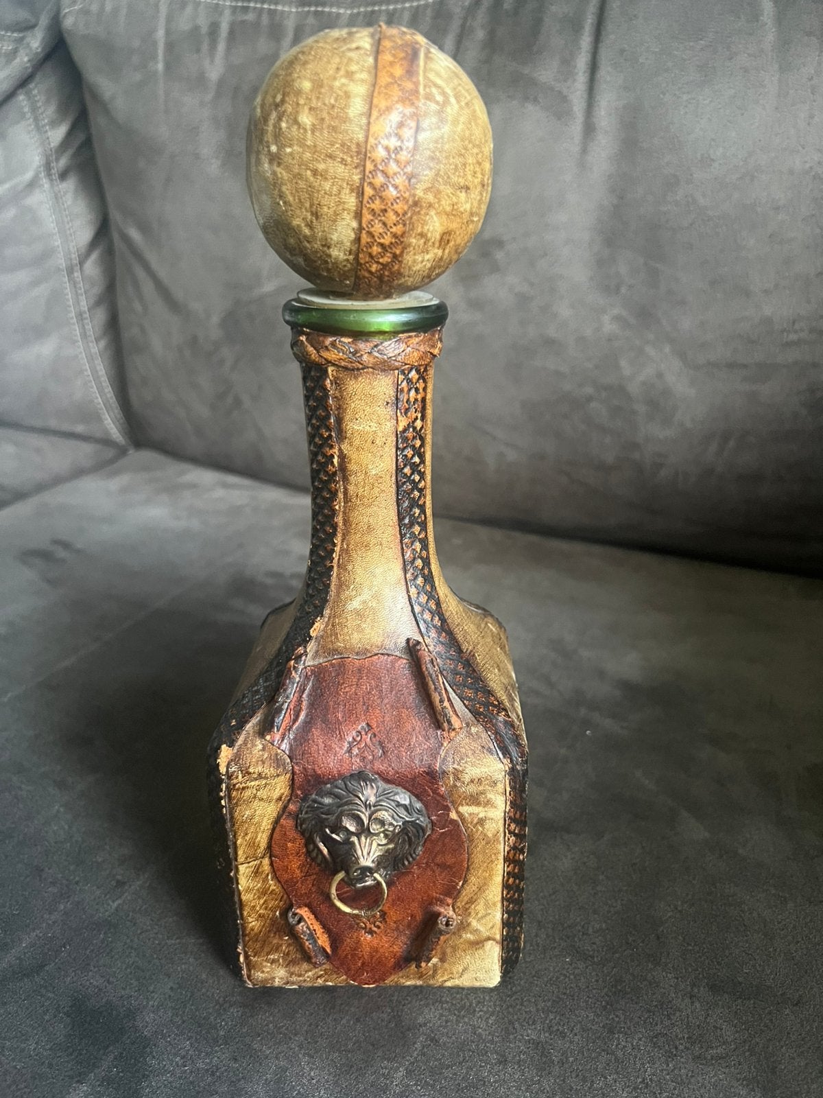 Leren Fles / Karaf Jaren '60., Ophalen of Verzenden