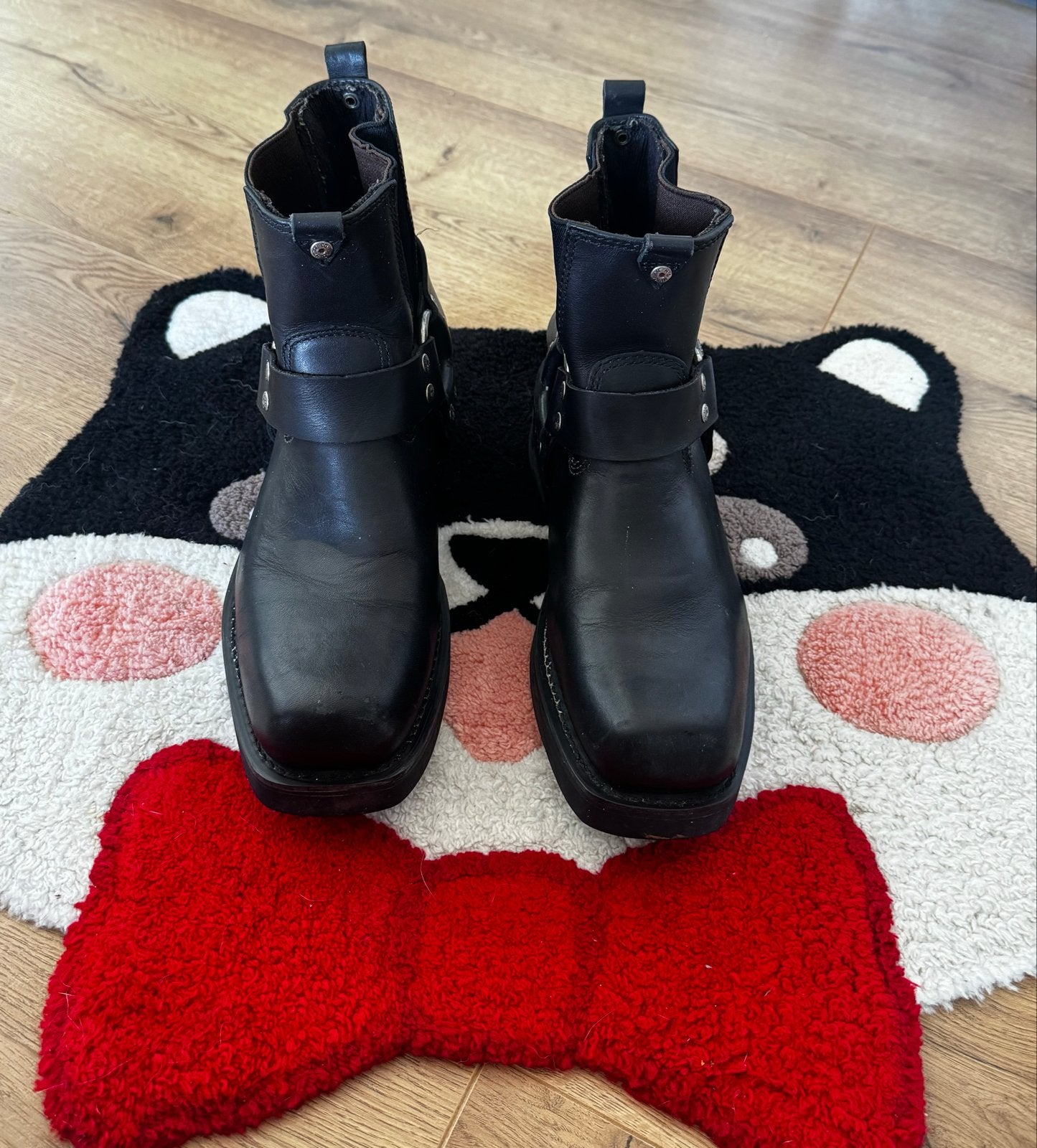 Harley-Davidson leren biker boots - Maat 41, Ophalen of Verzenden, Gedragen, Zwart, Lage of Enkellaarzen