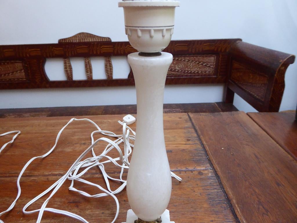2 albasten lampen met messing details, Antiek en Kunst, Antiek | Lampen, Ophalen of Verzenden