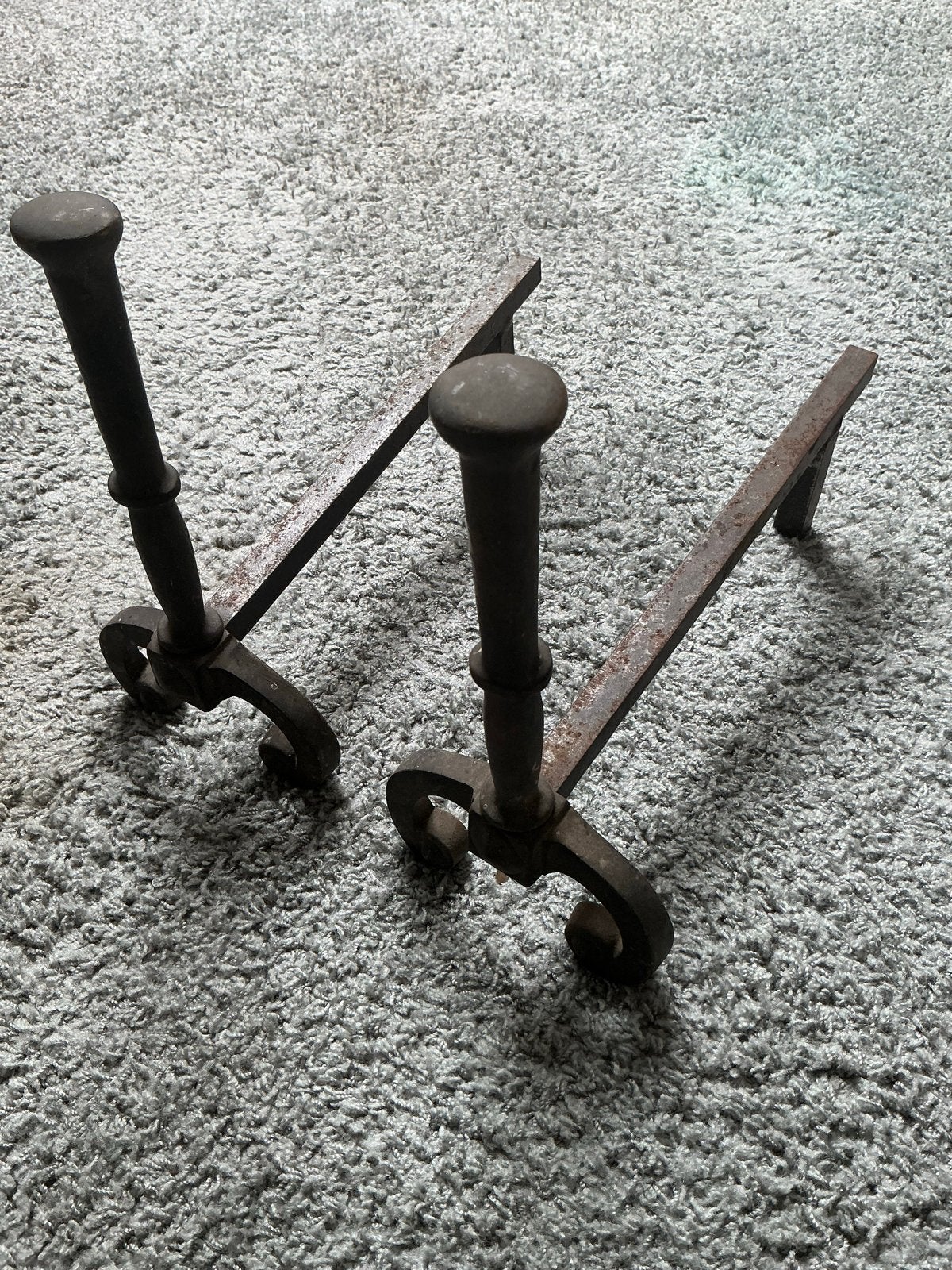 Antieke gietijzeren haardbokken - set van 2, Ophalen, Gebruikt, Vrijstaande haard, Overige soorten