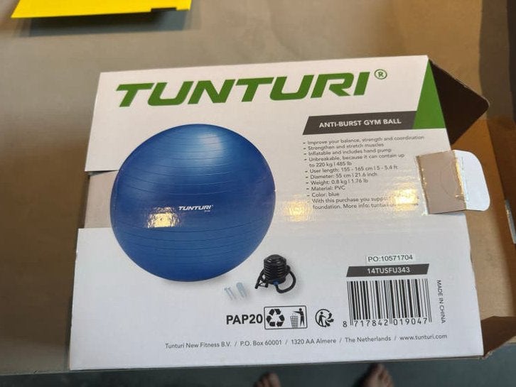 Tunturi Gymbal 55 cm - Fitnessbal voor training en balans, Ophalen of Verzenden, Nieuw, Buik, Fitnessbal